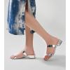 imageAnkis Women Black White Nude Clear Heels Sandals  1 Inch Heels for Women Low Chunky Block Heels Comfortable Two Strap Open Toe Flat Sandals Shoe for Dressy Wedding SummerSilver Pu