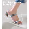 imageAnkis Women Black White Nude Clear Heels Sandals  1 Inch Heels for Women Low Chunky Block Heels Comfortable Two Strap Open Toe Flat Sandals Shoe for Dressy Wedding SummerSilver Pu