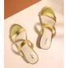 imageAnkis Women Black White Nude Clear Heels Sandals  1 Inch Heels for Women Low Chunky Block Heels Comfortable Two Strap Open Toe Flat Sandals Shoe for Dressy Wedding SummerGold Pu a