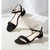 imageAnkis Women Nude Black White Sandals for Women Low Heel 1 Inch Dressy Sandal Ankle Strap Open Toe Block Short Heeled Summer Classic Comfortable Graduation Holiday Party Casual Flat Shoes 2025Black Suede