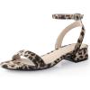 imageAnkis Black Nude White Red Women Sandals Comfortable Walking Strappy Open Toe Sandals for Women Dressy Summer 1 Inch Low block Heel Flat Adjustable Ankle Strap Wide Available Shoes 2024Leopard