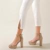 imageAnkis Chunky Platform Heels  4 Inch Block Heeled Sandals for Women  Comfortable Open Toe Strappy Heels  Black Nude White Silver Gold  Summer Dress ShoesNude Nubuck