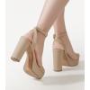 imageAnkis Platform Heels for Women 4 Inches Chunky Heels Sandals for Women Comfy Open Toe Block Heeled Sandals Nude White Silver Gold Black Ankle Strappy HeelsNude Nubuck