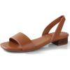 imageAnkis Low Heel Women Sandal Square Open Toe Brown Black White Leather Flat Sandal Comfortable Summer Slip on Slide Shoe Casual Beach Party Wedding 2025