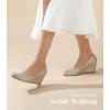 imageAnkis Closed Toe Wedges for Women Black Nude Gold Silver Wedges Heels for Women Comfortable Medium Heel Wedges Work Pumps Shoes for Dressy Spring Fall  25InchGold Glitter