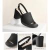 imageAnkis Black White Nude Heels Platform Heeled Sandals Knit Chunky Block Elastic Slingback Open Toe Ankle Strappy HeelsBlack Knit