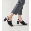 imageAnkis Black White Nude Heels Platform Heeled Sandals Knit Chunky Block Elastic Slingback Open Toe Ankle Strappy HeelsBlack Knit