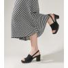 imageAnkis Black White Nude Heels Platform Heeled Sandals Knit Chunky Block Elastic Slingback Open Toe Ankle Strappy HeelsBlack Knit