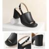 imageAnkis Black White Nude Heels Platform Heeled Sandals Knit Chunky Block Elastic Slingback Open Toe Ankle Strappy HeelsBlack Pu