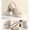 imageAnkis Black White Nude Heels Platform Heeled Sandals Knit Chunky Block Elastic Slingback Open Toe Ankle Strappy HeelsNude Knit