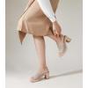 imageAnkis Black White Nude Heels Platform Heeled Sandals Knit Chunky Block Elastic Slingback Open Toe Ankle Strappy HeelsNude Knit