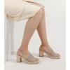 imageAnkis Black White Nude Heels Platform Heeled Sandals Knit Chunky Block Elastic Slingback Open Toe Ankle Strappy HeelsNude Knit