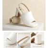 imageAnkis Black White Nude Heels Platform Heeled Sandals Knit Chunky Block Elastic Slingback Open Toe Ankle Strappy HeelsWhite Pu