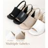 imageAnkis Black White Nude Heels Platform Heeled Sandals Knit Chunky Block Elastic Slingback Open Toe Ankle Strappy HeelsWhite Pu
