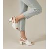 imageAnkis Black White Nude Heels Platform Heeled Sandals Knit Chunky Block Elastic Slingback Open Toe Ankle Strappy HeelsWhite Pu