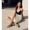 imageAnkis Kitten Heels for Women Black Brown Square Toe Flip Flop Heels 2 Inch Low Heeled Thong Summer SandalsBlack Pu