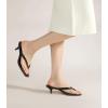 imageAnkis Kitten Heels for Women Black Brown Square Toe Flip Flop Heels 2 Inch Low Heeled Thong Summer SandalsBlack Pu