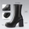 imageAnkis Platform Ankle Boots for Women Chunky High Heels Side Zipper Gogo Boots Comfort Womens Party Dress Booties ShoesBlack Pu