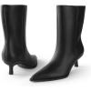 imageBlack Brown Boots for Women Kitten HeelsWomens Wide Calf Ankle Boots Pointed Toe Low Heel for DressShort Leather Fall Booties Comfortable with Memory Foam for Daily Travel Work ShoesBlack  Ve