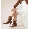 imageBlack Brown Boots for Women Kitten HeelsWomens Wide Calf Ankle Boots Pointed Toe Low Heel for DressShort Leather Fall Booties Comfortable with Memory Foam for Daily Travel Work ShoesBrown