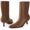 imageBlack Brown Boots for Women Kitten HeelsWomens Wide Calf Ankle Boots Pointed Toe Low Heel for DressShort Leather Fall Booties Comfortable with Memory Foam for Daily Travel Work ShoesBrown