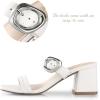 imageWomen Black White Gold Heels Comfortable Sexy Summer Square Open Toe Back Strap Heeled Sandals Wedding Party Dress Heels for Women Two Strap Slip On MulesWhite Pu