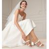 imageWomen Black White Gold Heels Comfortable Sexy Summer Square Open Toe Back Strap Heeled Sandals Wedding Party Dress Heels for Women Two Strap Slip On MulesWhite Pu