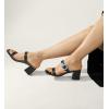 imageWomen Black White Gold Heels Comfortable Sexy Summer Square Open Toe Back Strap Heeled Sandals Wedding Party Dress Heels for Women Two Strap Slip On MulesBlack Pu