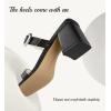 imageWomen Black White Gold Heels Comfortable Sexy Summer Square Open Toe Back Strap Heeled Sandals Wedding Party Dress Heels for Women Two Strap Slip On MulesBlack Pu