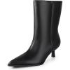 imageBlack Brown Boots for Women Kitten HeelsWomens Wide Calf Ankle Boots Pointed Toe Low Heel for DressShort Leather Fall Booties Comfortable with Memory Foam for Daily Travel Work ShoesBlack