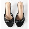 imageAnkis Black Nude White Heels for Women Strappy Kitten Low Heels Open Toe Fashion Party Dress Heeled SandalsBlack Suede