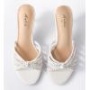 imageAnkis Black Nude White Heels for Women Strappy Kitten Low Heels Open Toe Fashion Party Dress Heeled SandalsWhite Suede