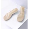 imageAnkis Black Nude White Strappy Heels Women 1 Inch Low Chunky Block Heel Heeled Sandals Square Open Toe Slip On Slides MulesClear
