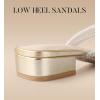 imageAnkis Black Nude White Strappy Heels Women 1 Inch Low Chunky Block Heel Heeled Sandals Square Open Toe Slip On Slides MulesGold Purhinestone