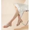 imageAnkis Black Nude White Strappy Heels Women 1 Inch Low Chunky Block Heel Heeled Sandals Square Open Toe Slip On Slides MulesGold Purhinestone