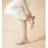 imageAnkis Black Nude White Strappy Heels Women 1 Inch Low Chunky Block Heel Heeled Sandals Square Open Toe Slip On Slides MulesGold Purhinestone
