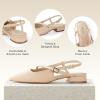 imageAnkis Slingback Flats for Women 1Inch Low Heels Closed Pointed Toe Ankle Strap Pumps Comfortable Walking Wedding Party Dress ShoesApricot Pu
