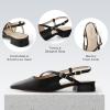 imageAnkis Slingback Flats for Women 1Inch Low Heels Closed Pointed Toe Ankle Strap Pumps Comfortable Walking Wedding Party Dress ShoesBlack Pu