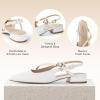imageAnkis Slingback Flats for Women 1Inch Low Heels Closed Pointed Toe Ankle Strap Pumps Comfortable Walking Wedding Party Dress ShoesWhite Pu