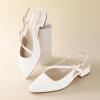 imageAnkis Slingback Flats for Women 1Inch Low Heels Closed Pointed Toe Ankle Strap Pumps Comfortable Walking Wedding Party Dress ShoesWhite Pu