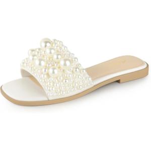 imageAnkis Black White Sandals Women Flat Sandals Comfortable Womens Slide Sandals Fashion Flat Sandals for Women 2025 SummerMulticolor Vinewt