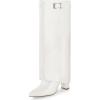imageAnkis Fold Over Knee High Boots for Women Chunky Heels Pointed toe with Side Zipper Long Tall BootsWhite Pu