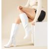 imageAnkis Knee High Boots for Women Squared Toe Chunky High Heel with Side Zipper Long BootsWhite Pu