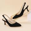 imageAnkis Womens Slingback Kitten Heels Closed Pointed Toe Pumps Dress Shoes Party Wedding Casual 25inchBlack Nubuck