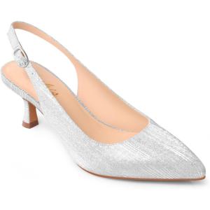 imageAnkis Womens Slingback Kitten Heels Closed Pointed Toe Pumps Dress Shoes Party Wedding Casual 25inchSilver1