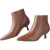 imageKitten Heel Ankle Boots for Women  Black Kitten Heels Ankle Booties Womens Winter Fall Boots for Women 2025 Dress Shoes Pointed Toe Side Zipper Memory Foam Leather Low Heel Short Boots ComfortableBrown