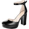 imageAnkis Black Platform Closed Toe Heels for Women Womens Heels Closed Round Toe Chunky Block Pumps Shoes 4 InchBlack Patent