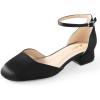 imageAnkis Closed Toe Heels for Women Black Nude White Gold Silver 1 Inch Womens Flats Low Block Heel Women Dress Shoes Womens Pumps Work Shoes with Ankle Strap for Spring FallBlack Satin