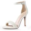 imageAnkis High Heels for Women 4 Inches Black Nude Gold Stiletto Heels Open Toe Ankle Strap Heeled Sandals for Dressy Wedding PartyWhitepearl