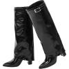 imageAnkis Fold Over Knee High Boots for Women Chunky Heels Pointed toe with Side Zipper Long Tall BootsBlack Pu